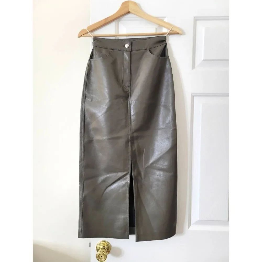 Aritzia Wilfred Faux Leather Midi Skirt 00